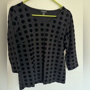 Ann Taylor Black Polka Dot Long Sleeve Top